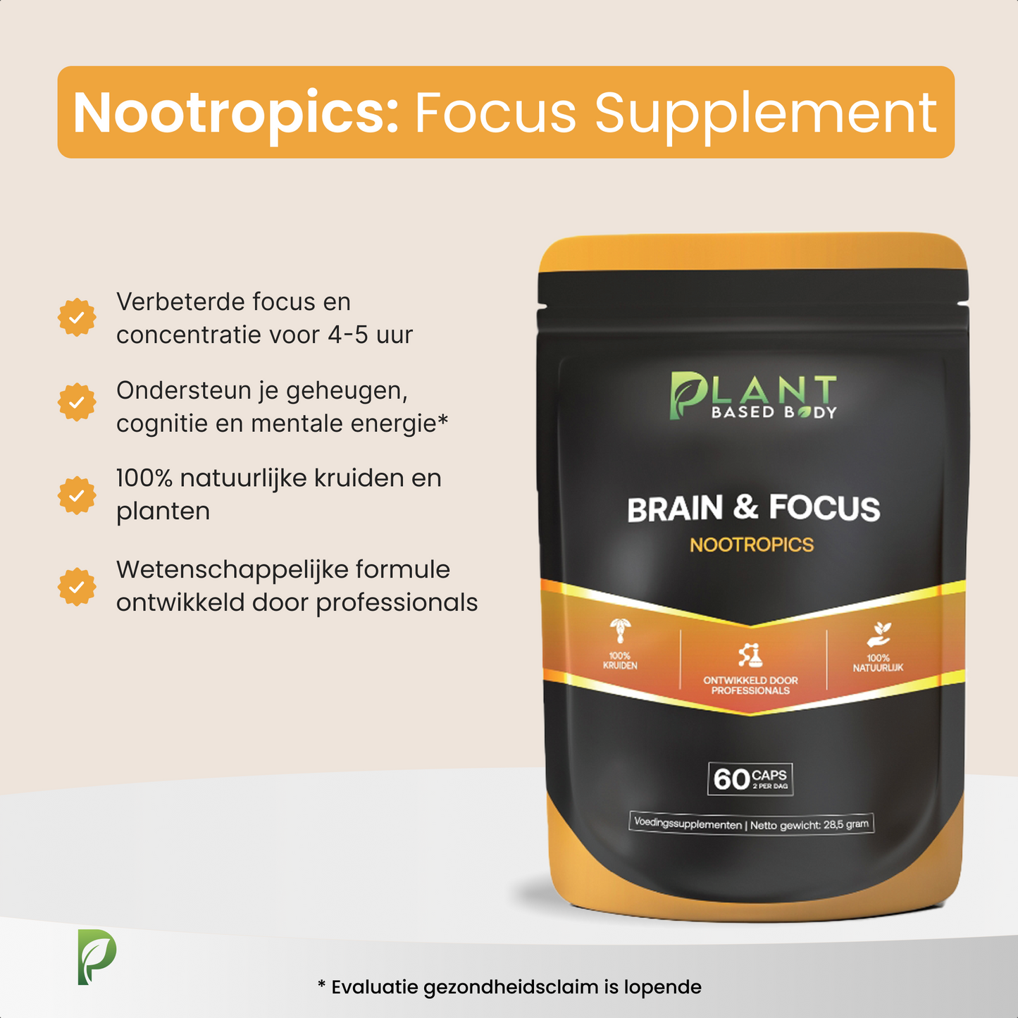 Brain & Focus - Nootropics – Mental Support - 60 capsules-Hairandnatureb2b