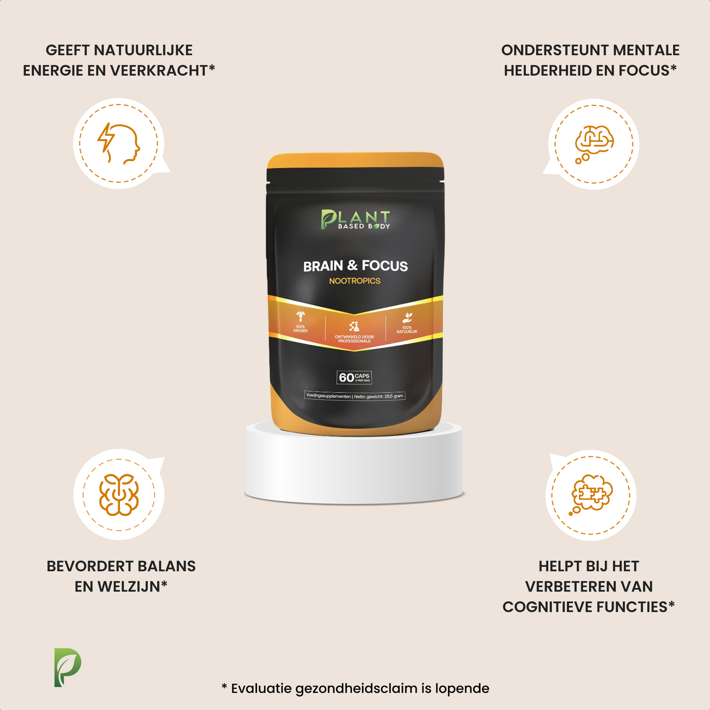 Brain & Focus - Nootropics – Mental Support - 60 capsules-Hairandnatureb2b