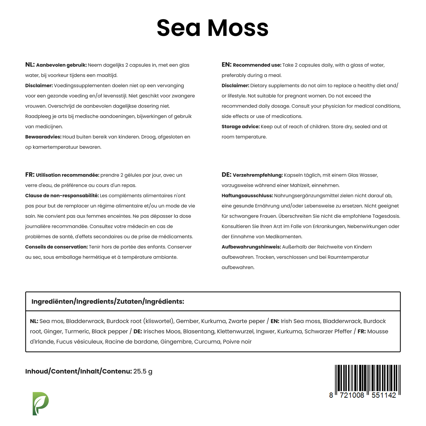 Irish Sea Moss - Superfood - 60 Capsules-Hairandnatureb2b
