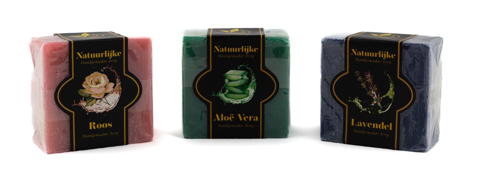 Natuurlijke Zeep Set (3 stuks) – Roos, Aloë Vera & Lavendel-Hairandnatureb2b
