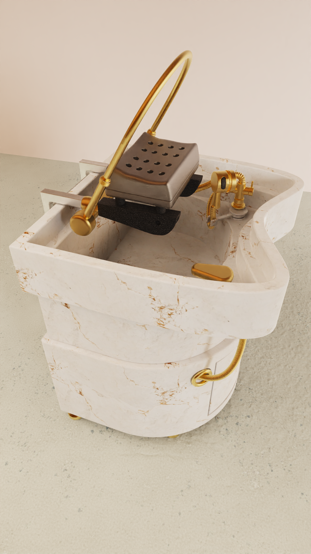 Compact hoofdspa meubel geïnspireerd op Japanse watertherapie