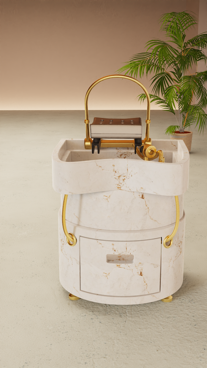 Portable headspa unit met keramische wasbak
