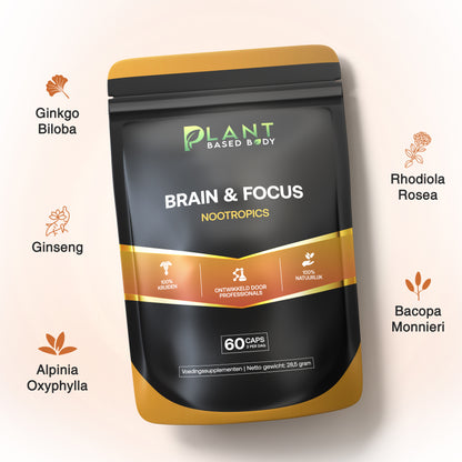 Brain & Focus - Nootropics – Mental Support - 60 capsules-Hairandnatureb2b