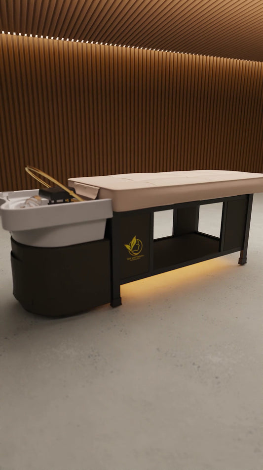 Japanse Headspa bed deluxe van Hair and Nature in volledige zijaanzicht