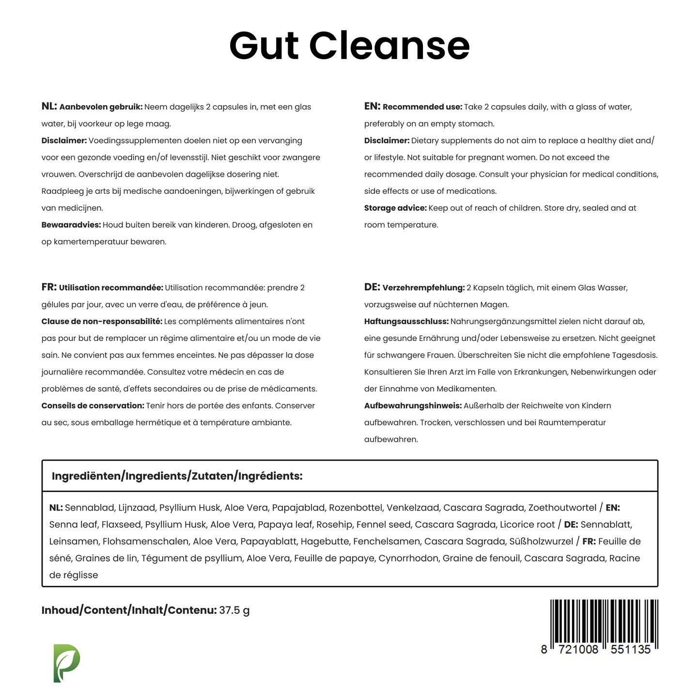 Gut Cleanse – Intestinal Detox for Natural Colon Cleansing – 60 Capsules